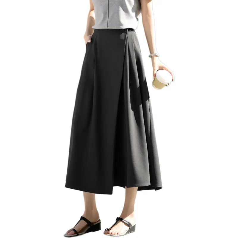 Mo Han Yi Mei Casual Long Skirt Women's Gray-5