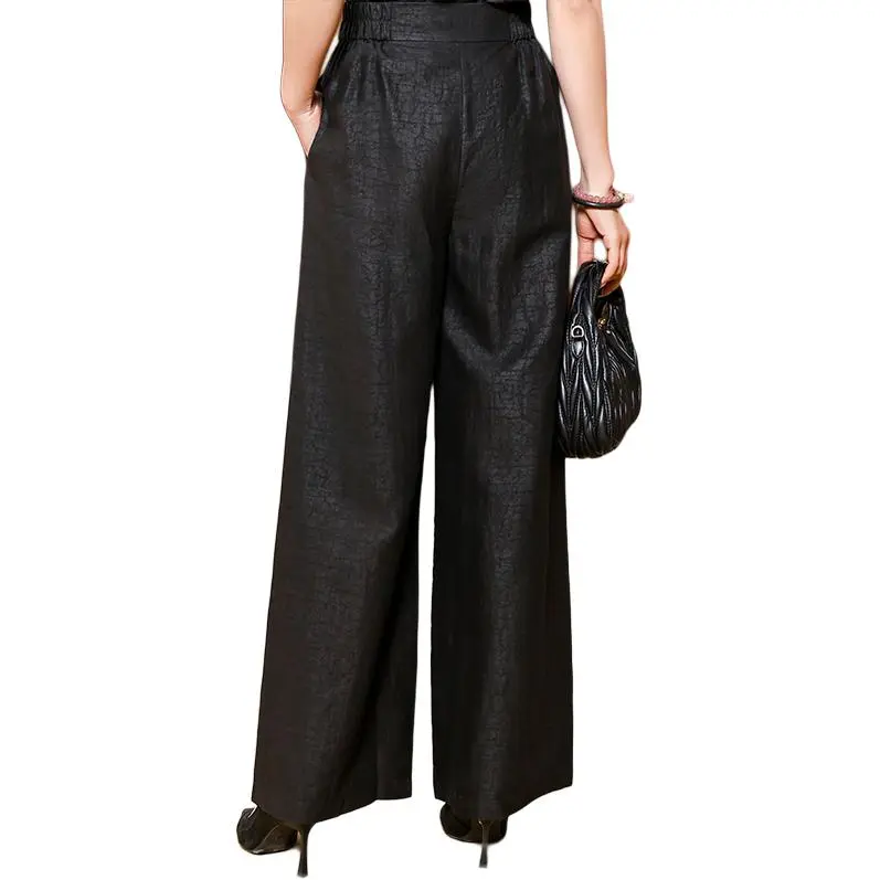 Yi Mengyuan Silk Casual Pants Women's Black-1