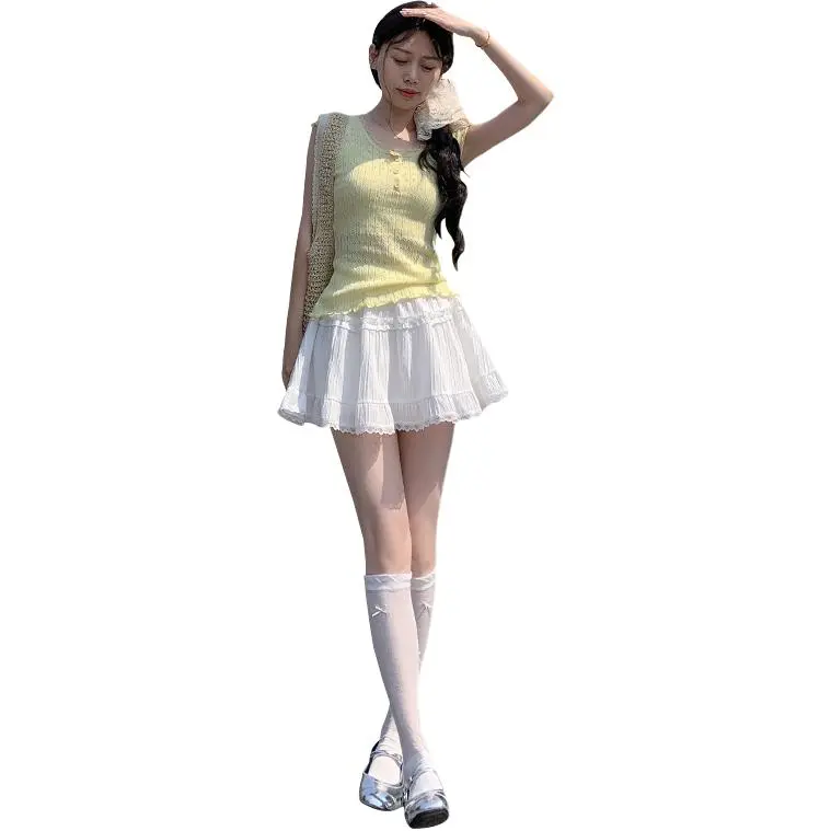 Mu Xiao Xin Casual Short Skirts Women's White-5