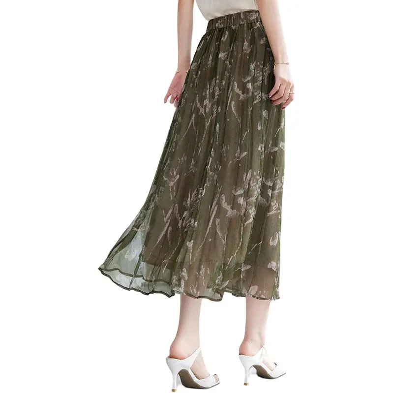 Yi Mengyuan Silk Casual Long Skirt Women's-1