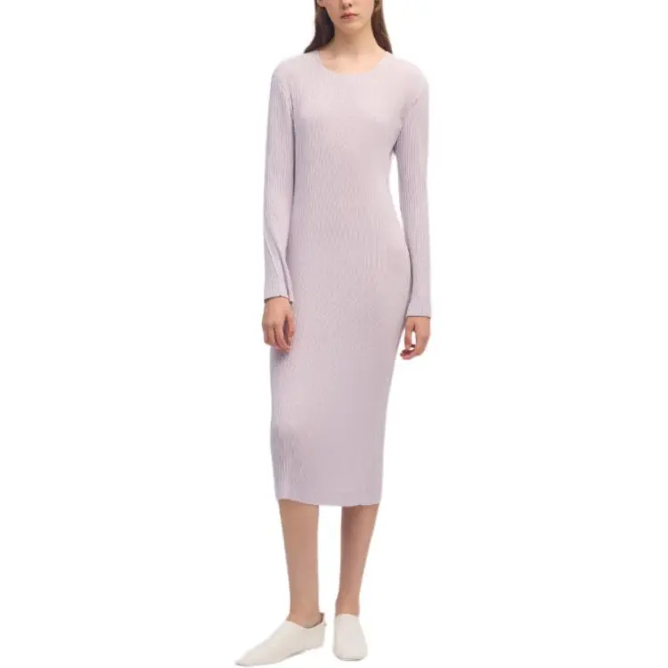 ISSEY MIYAKE Long Sleeved Dress Women's Light Purple-2