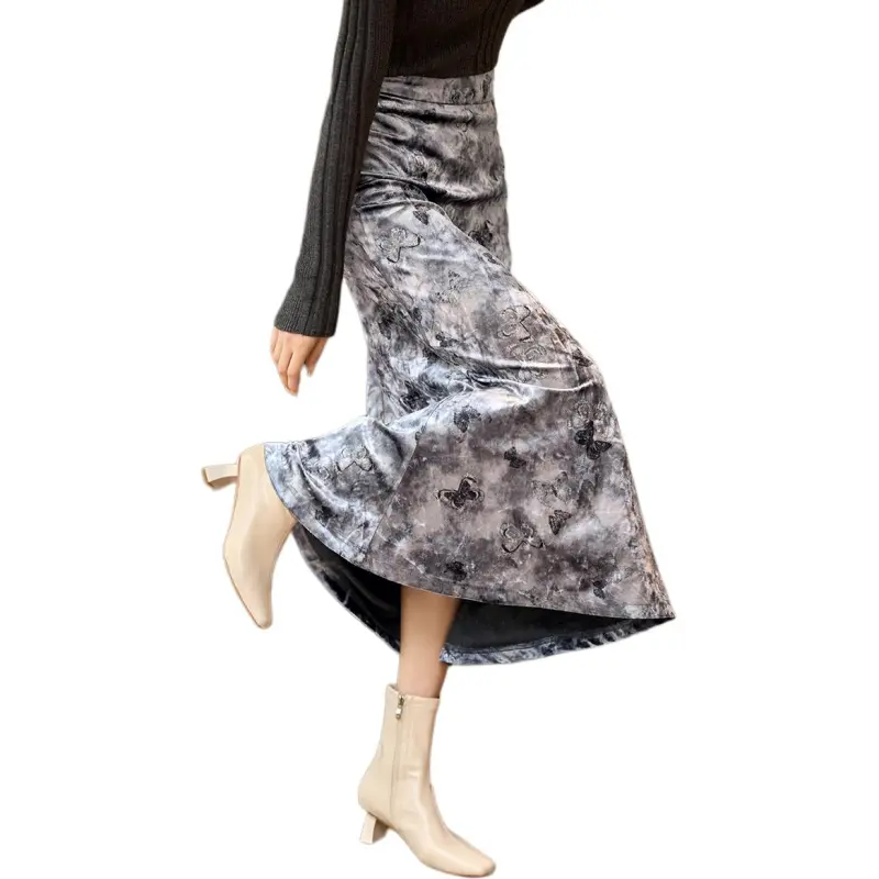 XWI Casual Long Skirts Women's Silver Gray-3
