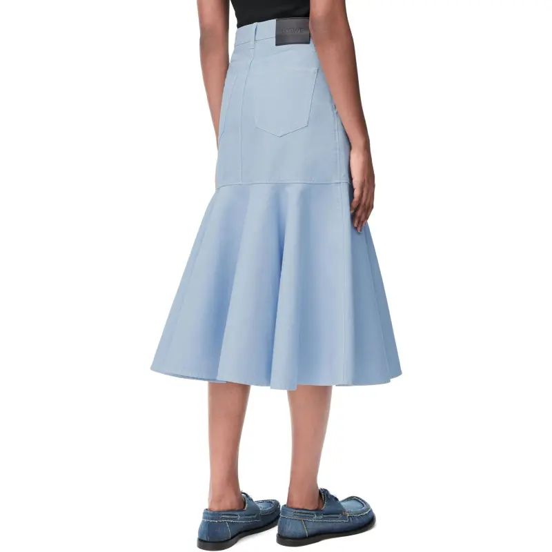LOEWE Flared Hem Midi Skirt 'Light Blue'-2