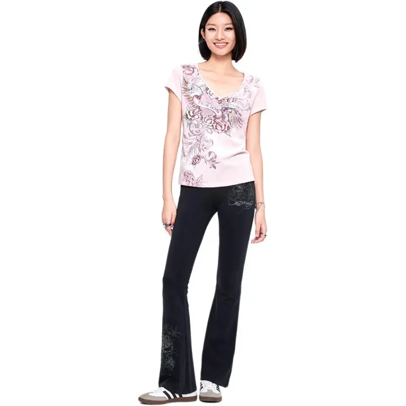 Ed Hardy T Shirts Women's Cherry Blossom Pink-2