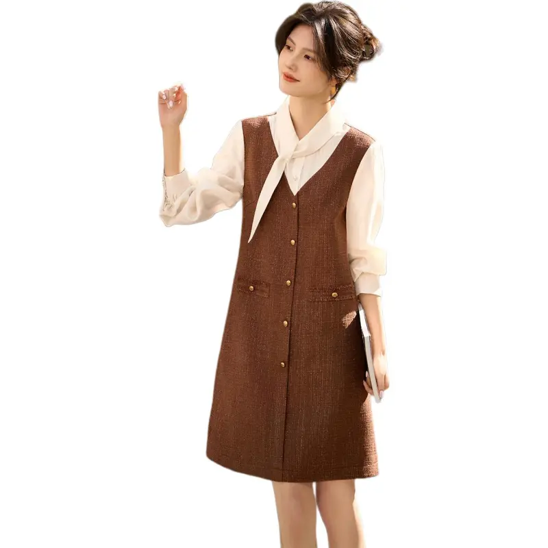 XWI Long Sleeved Dresses Women's Red & White-1