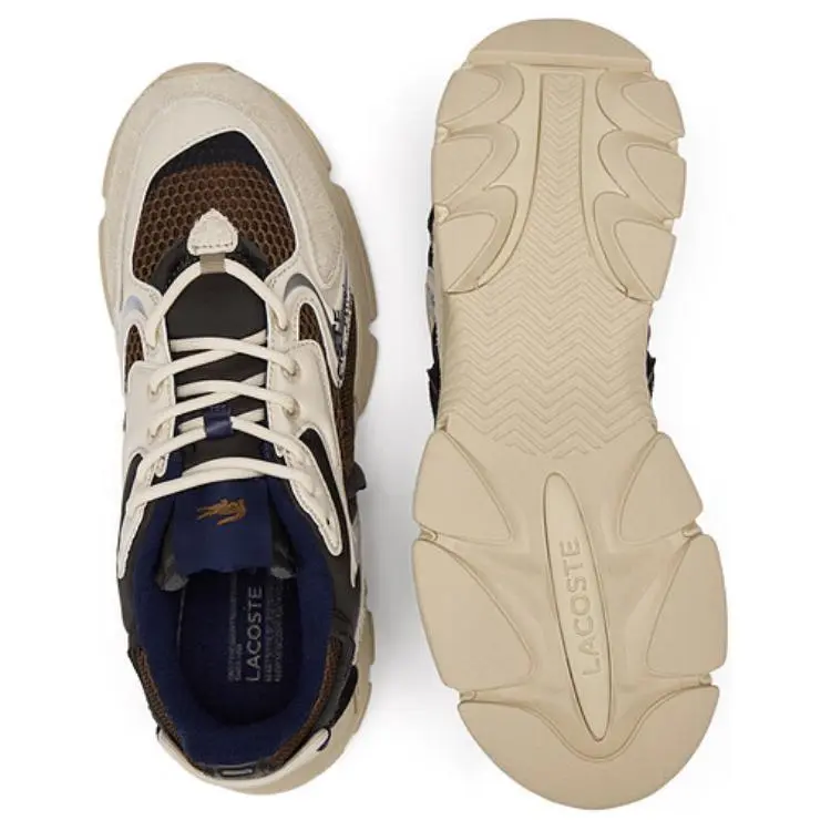 LACOSTE Anti Slip Wear Resistant Low Top Casual Shoes Men's Beige Brown-4