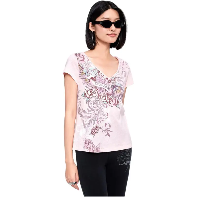 Ed Hardy T Shirts Women's Cherry Blossom Pink-4