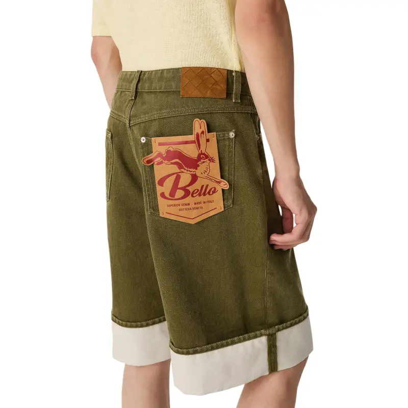 Bottega Veneta SS25 Denim Shorts Men's Olive Green-3