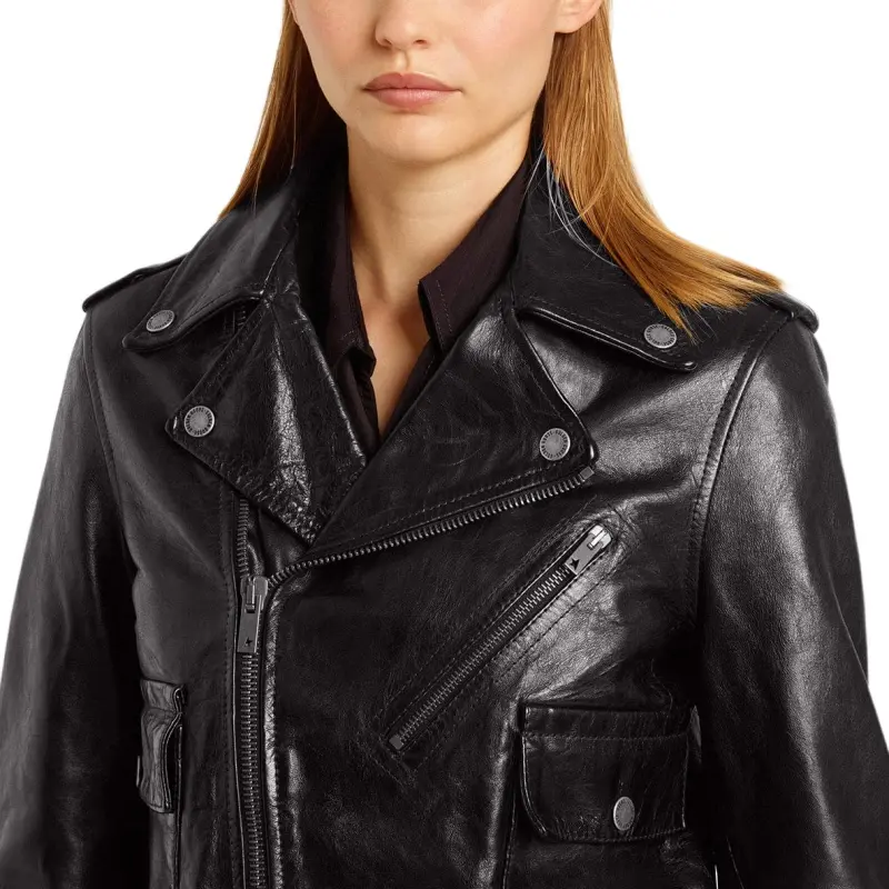 Golden Goose Off Center Zipped Leather Jacket-5