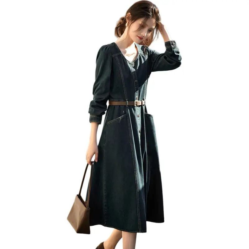 XWI Long Sleeved Dresses Women's Denim Blue-4