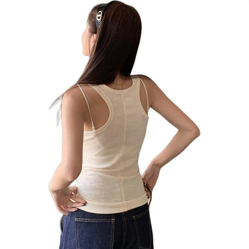 Mu Xiao Xin Tank Tops Women's Apricot-1