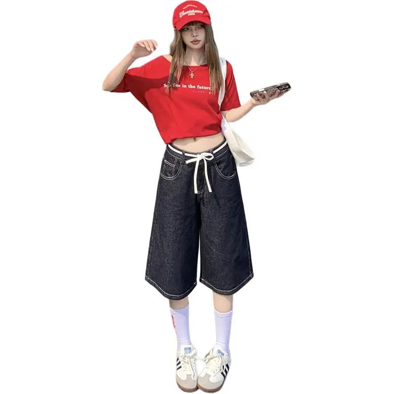 Kazakhstan Denim Shorts Women's Dark Blue-3