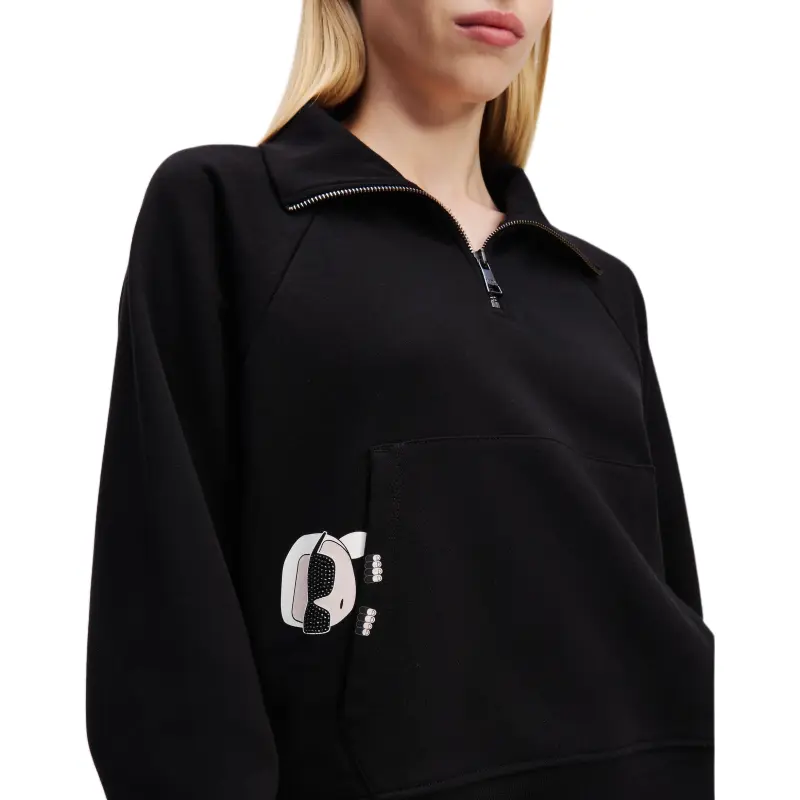 Karl Lagerfeld Ikon Peak a boo Half zip Sweatshirt-4
