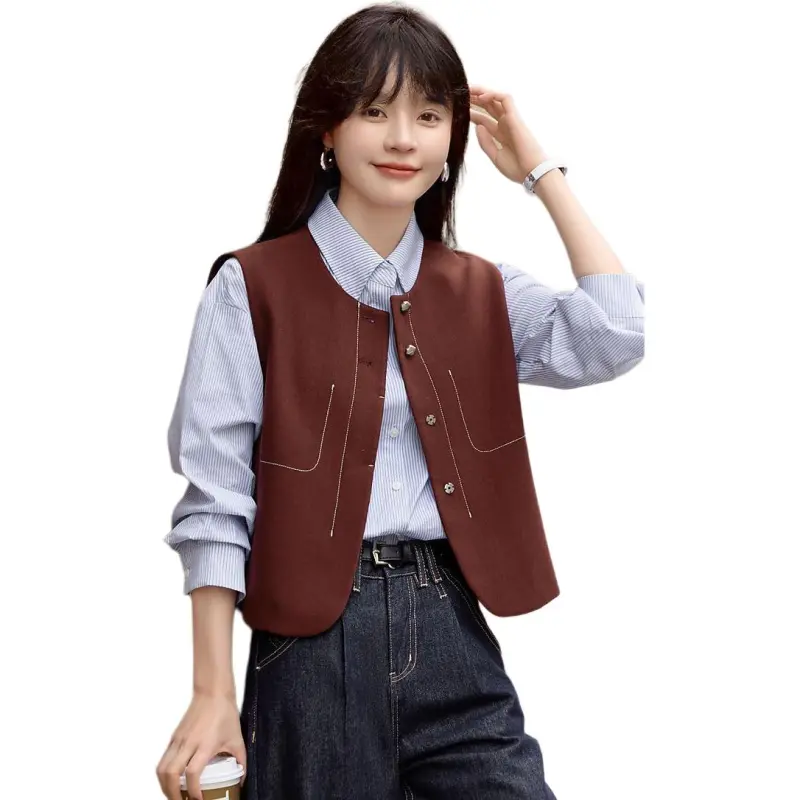 Flowers In Water Vest Women's Dark Red-3