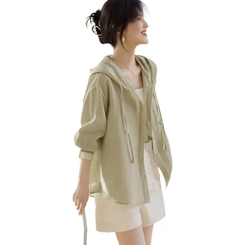 XWI Cropped Coat Women's Light Tea Green-3