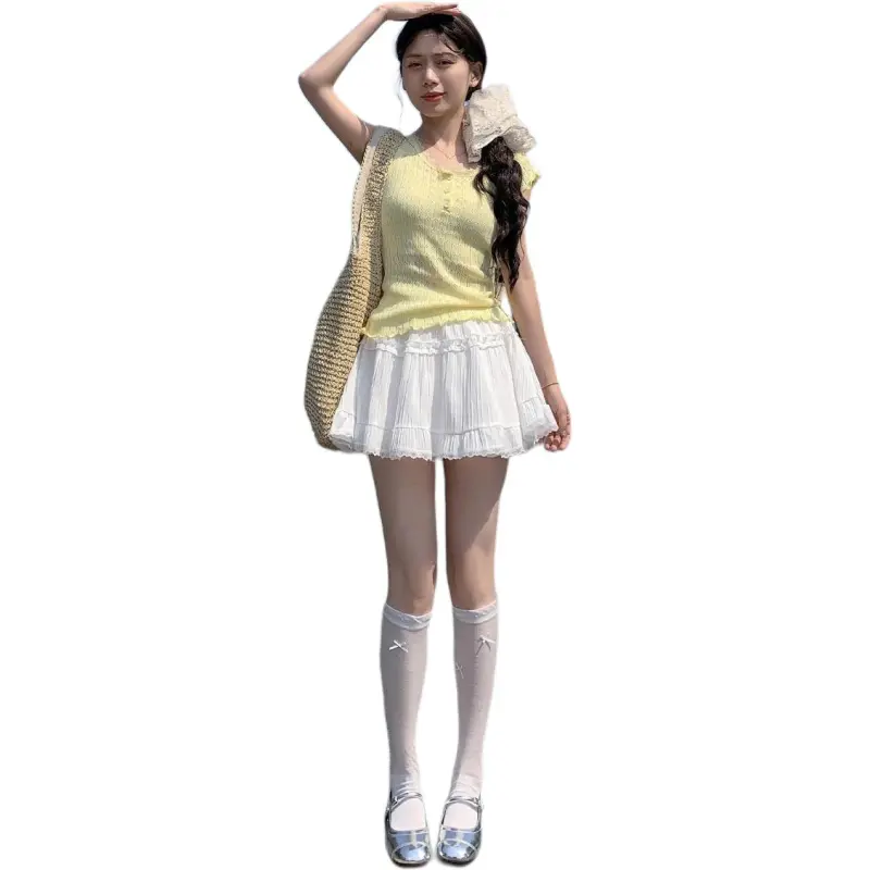 Mu Xiao Xin Casual Short Skirts Women's White-6