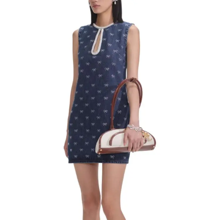 Self portrait Sleeveless Dress Women's Denim Blue-3