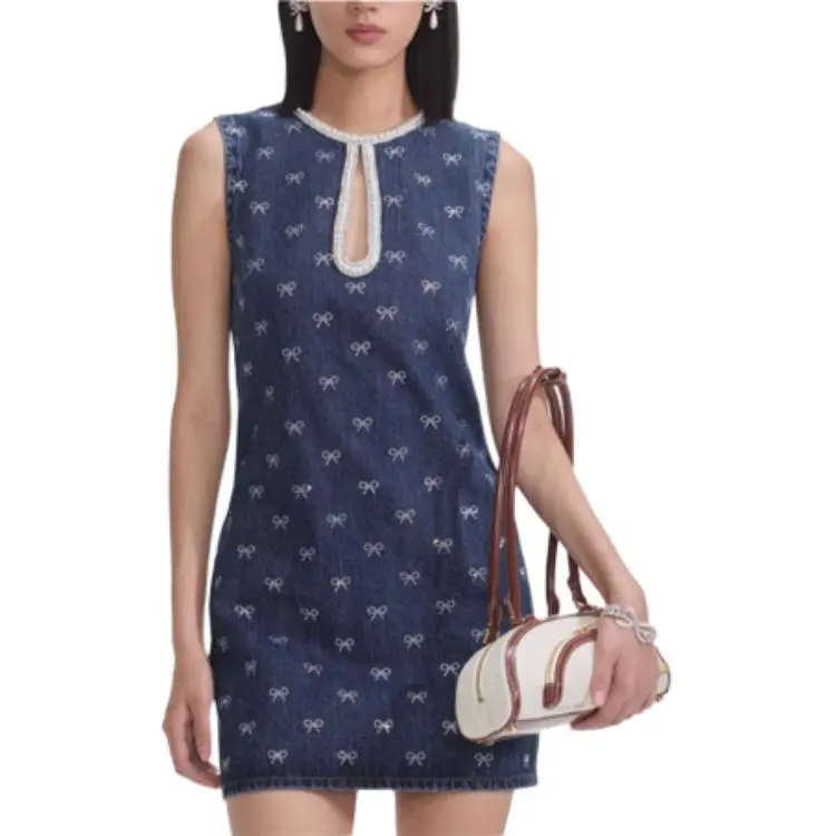 Self portrait Sleeveless Dress Women's Denim Blue-1