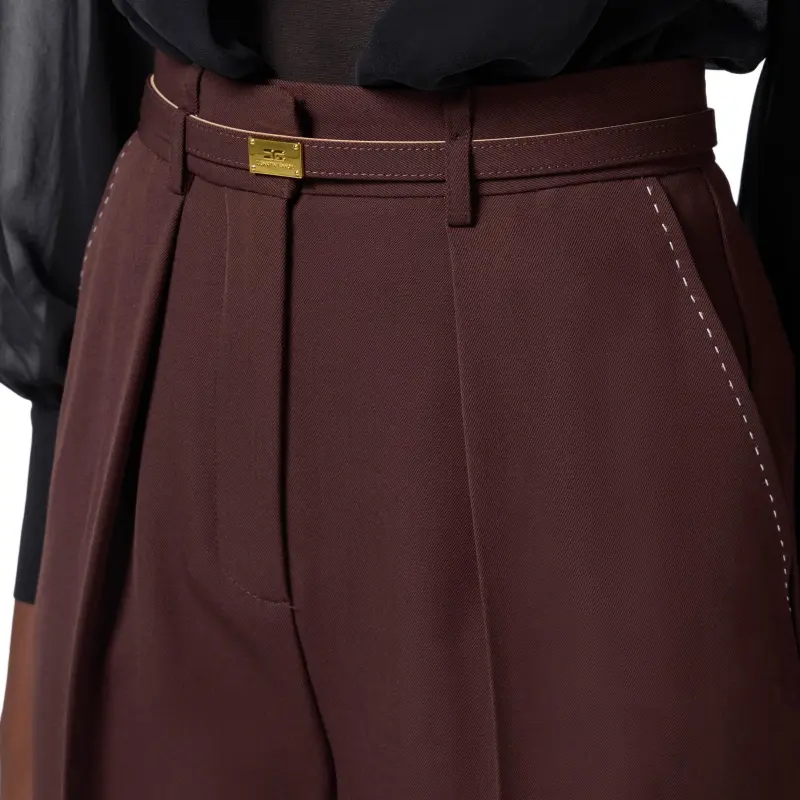 Elisabetta Franchi Contrast Topstitched Cool Trousers-5