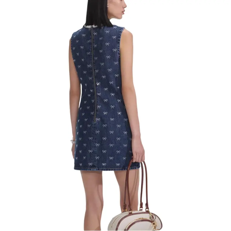 Self portrait Sleeveless Dress Women's Denim Blue-2