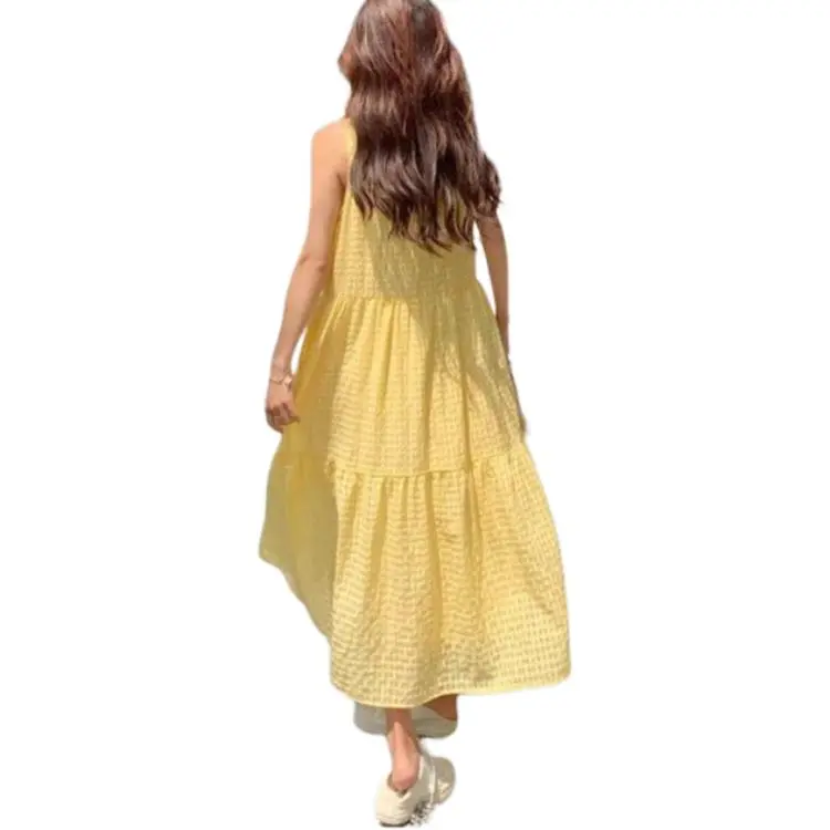 Mu Xiao Xin Sleeveless Dress Women's Yellow-3