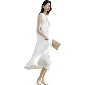 IHIMI Sleeveless Dress Women's Pearl White