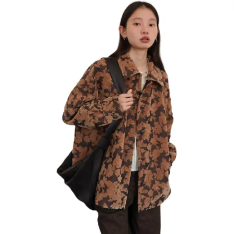 SUPERSCAPE Jackets Coats Women's Hazelnut Velvet Embroidered-1