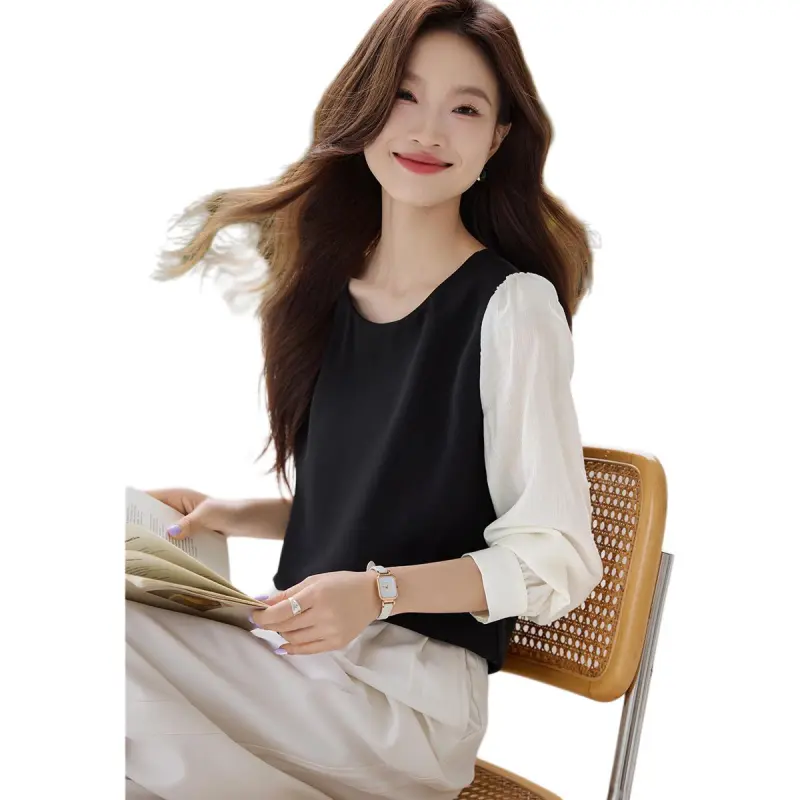 Mo Han Yi Mei Shirt Women's Black White-3