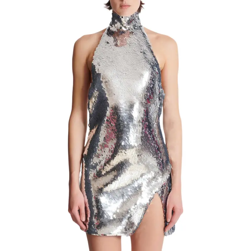 BALMAIN Sleeveless Dress Women's Silver-2