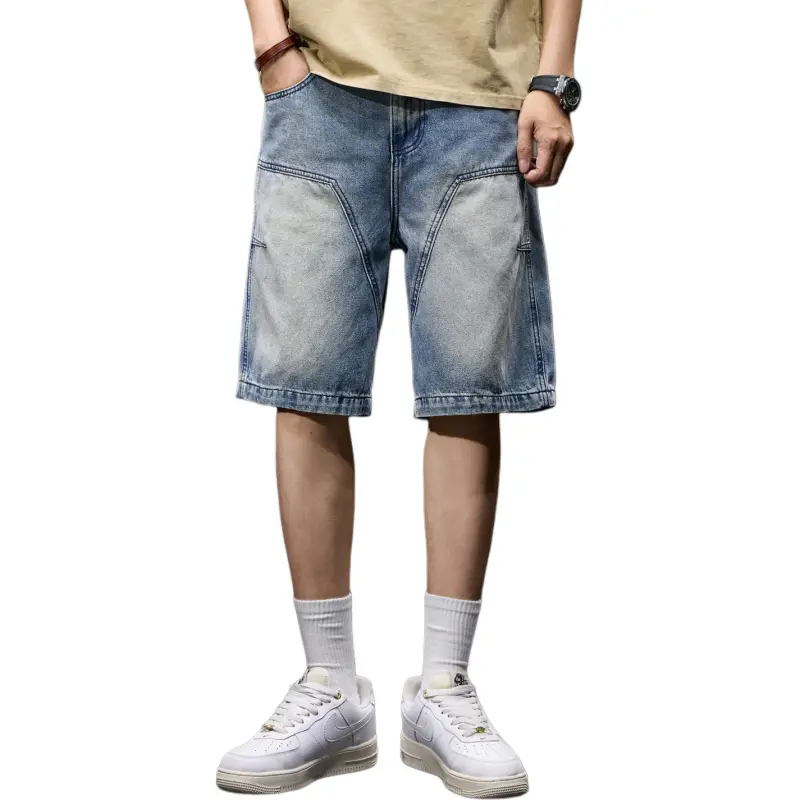 BUYDAUL Denim Shorts Men Blue-1