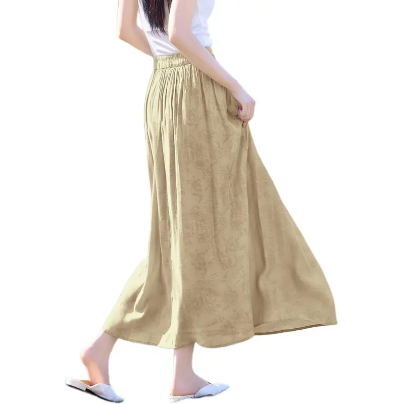 XWI Casual Long Skirts Women's Light Khaki-1