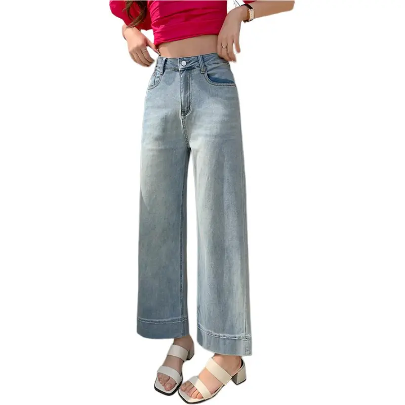 Mu Xiao Xin Jeans Women's Blue With Lace Trims-4