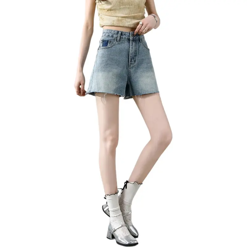 FASTFISH Denim Shorts Women's Blue-4