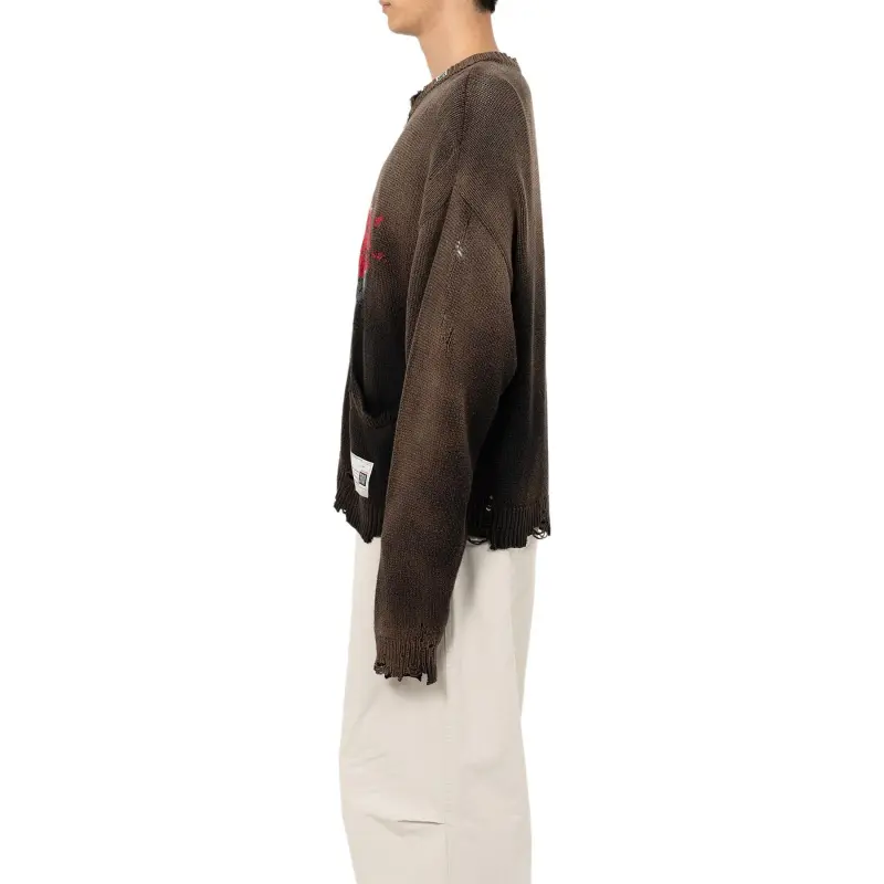 Maison Mihara Yasuhiro Zip Up Intarsia Knit Cardigan-5