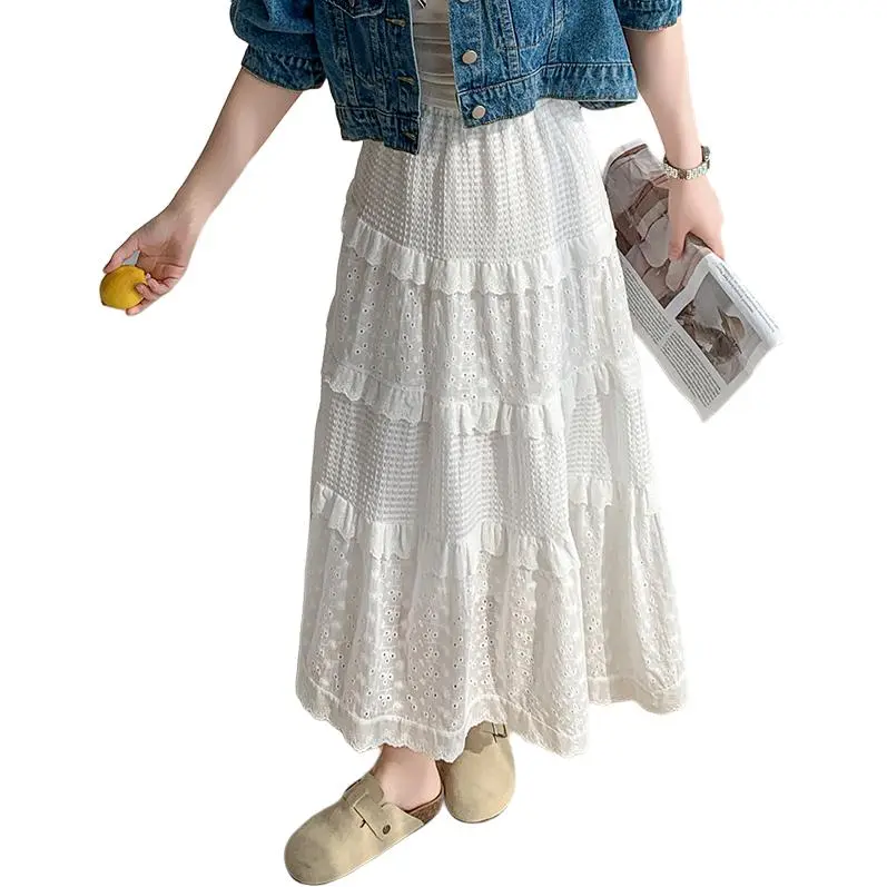 GOSO Casual Long Skirts Women's White-2
