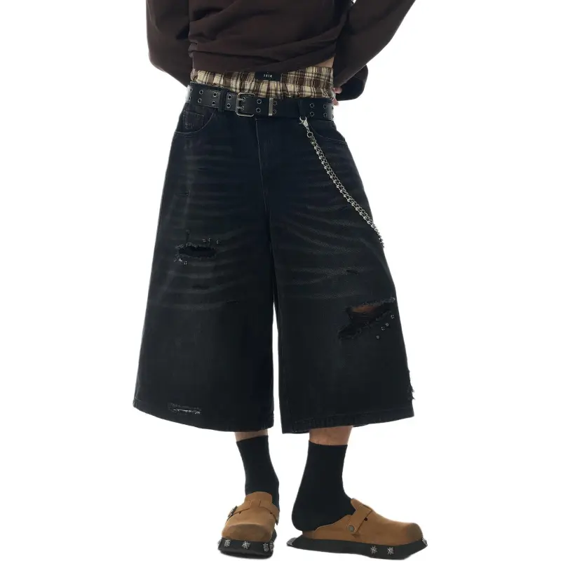 JHYQ Denim Shorts Unisex Black-1