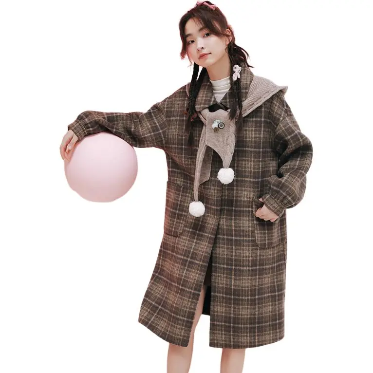 ZIHAN Coat Women's Coffee Plaid-2