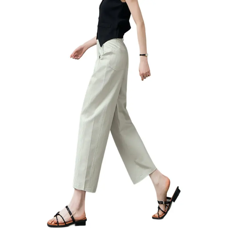 Weixi Casual Pants Women's Cream Apricot-3
