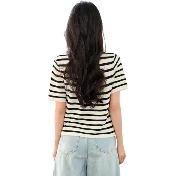La Chapelle Knitwear Women's Black White Stripes