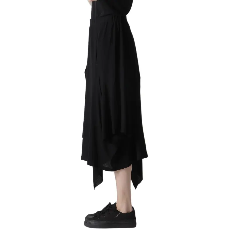 Yohji Yamamoto Femme SS25 Casual Long Skirt Women's Black-5