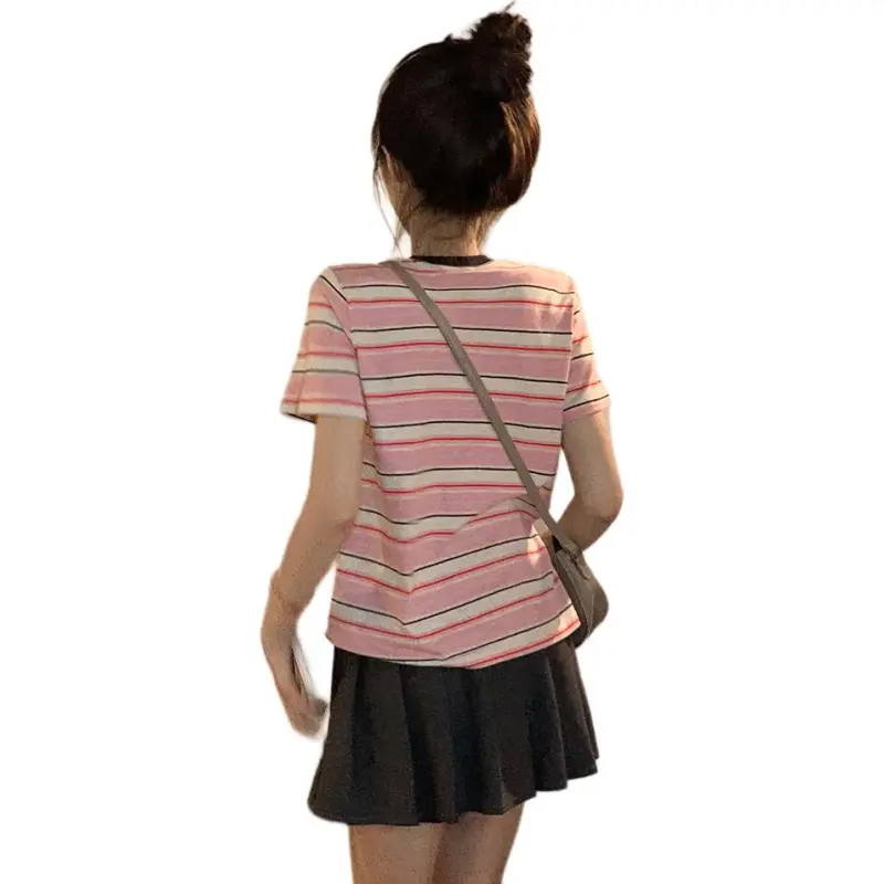 Dior Beauty T Shirts Women's Pink Stripes-2