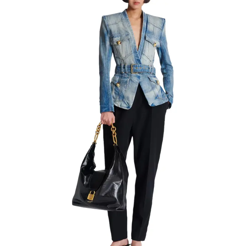 BALMAIN Denim Jacket Women's Blue-2