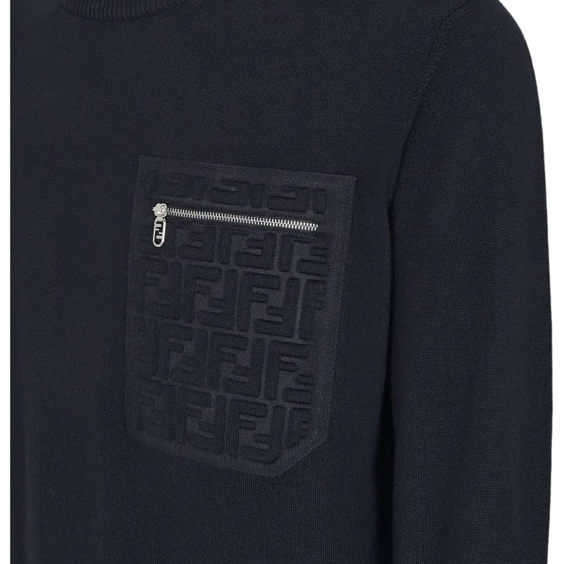 FENDI Logo Detailed Crewneck Sweater-3