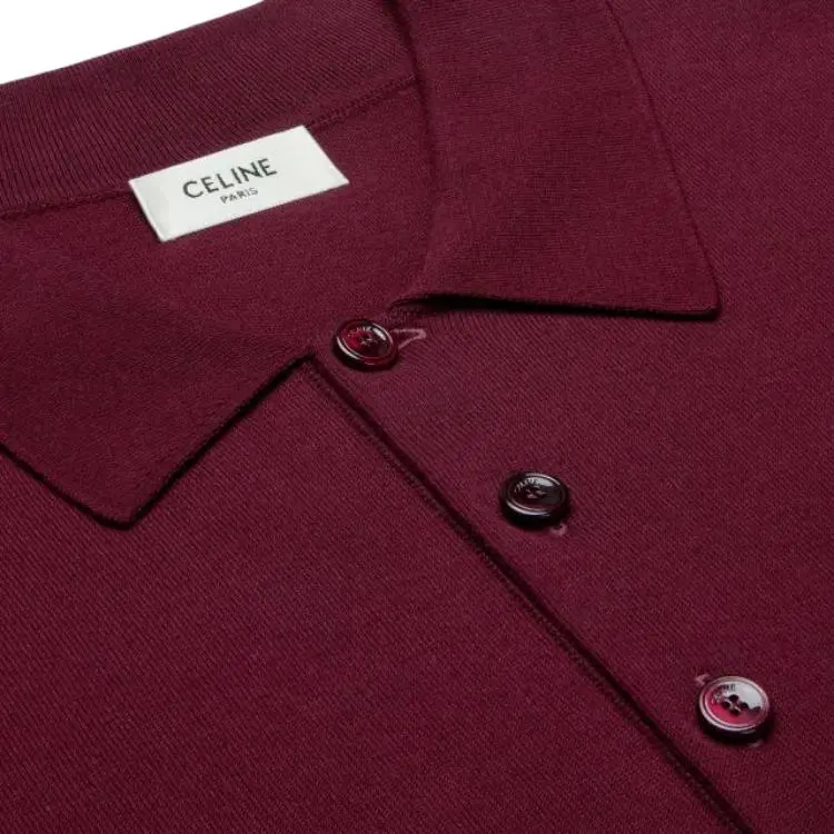 CELINE SS25 Polo Shirt Men's Burgundy Red-4