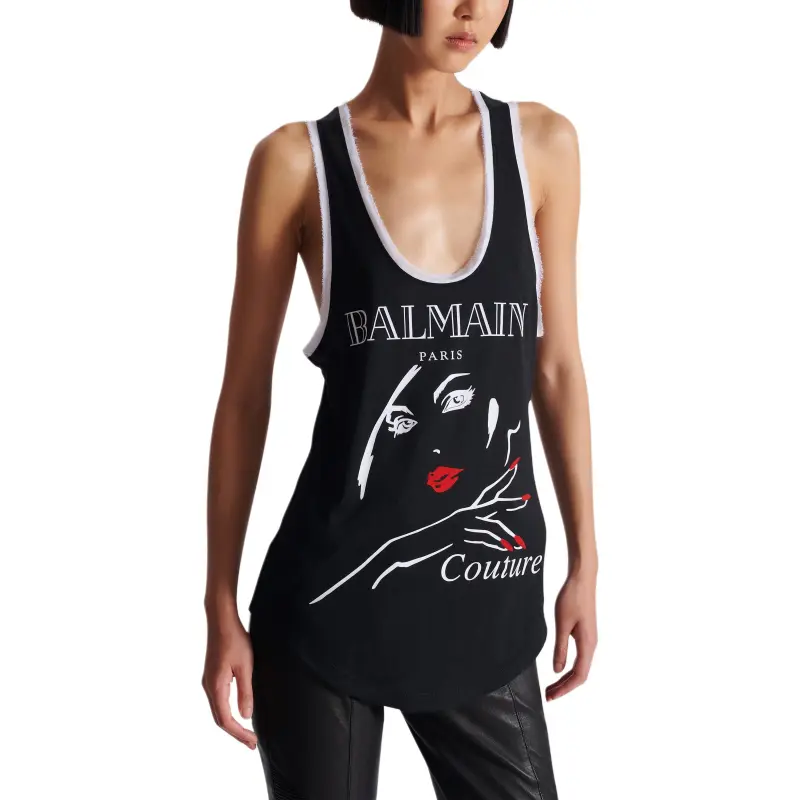 BALMAIN Graphic print Tank Topi-3