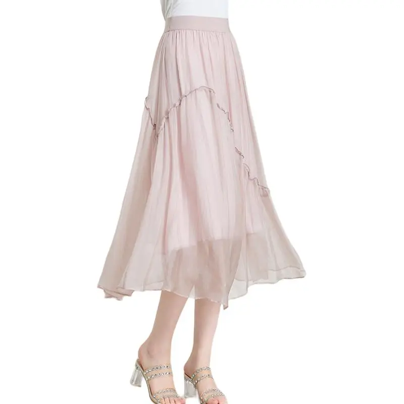 Yi Mengyuan Silk Casual Long Skirt Women's-5