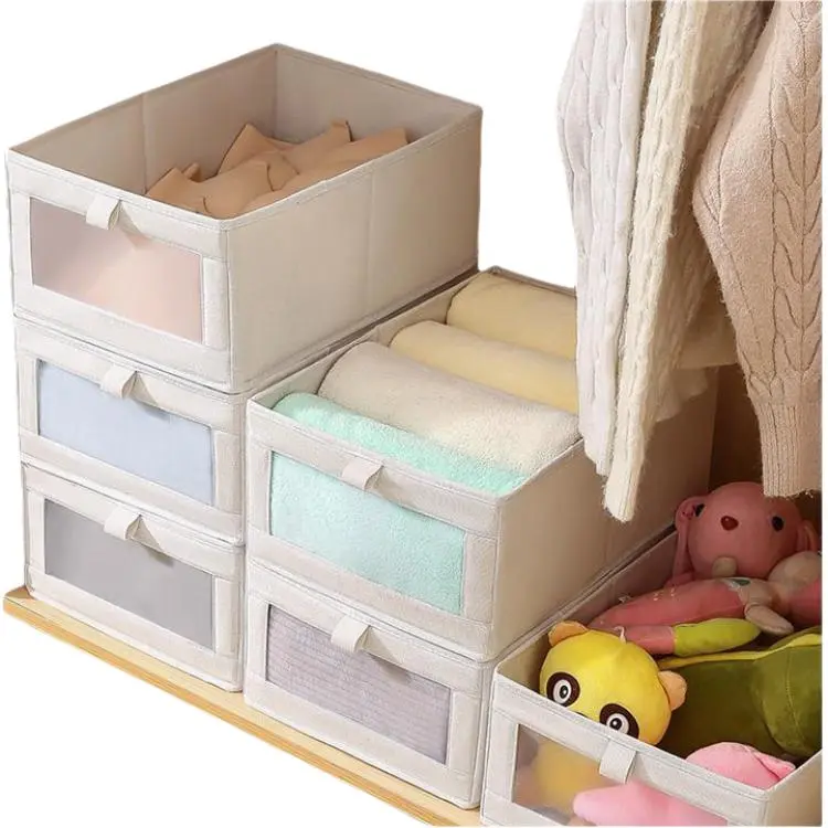 Yan Family Home Cotton Linen Blend Foldable Washed Pants Underwear Drawer Wardrobe Set-2