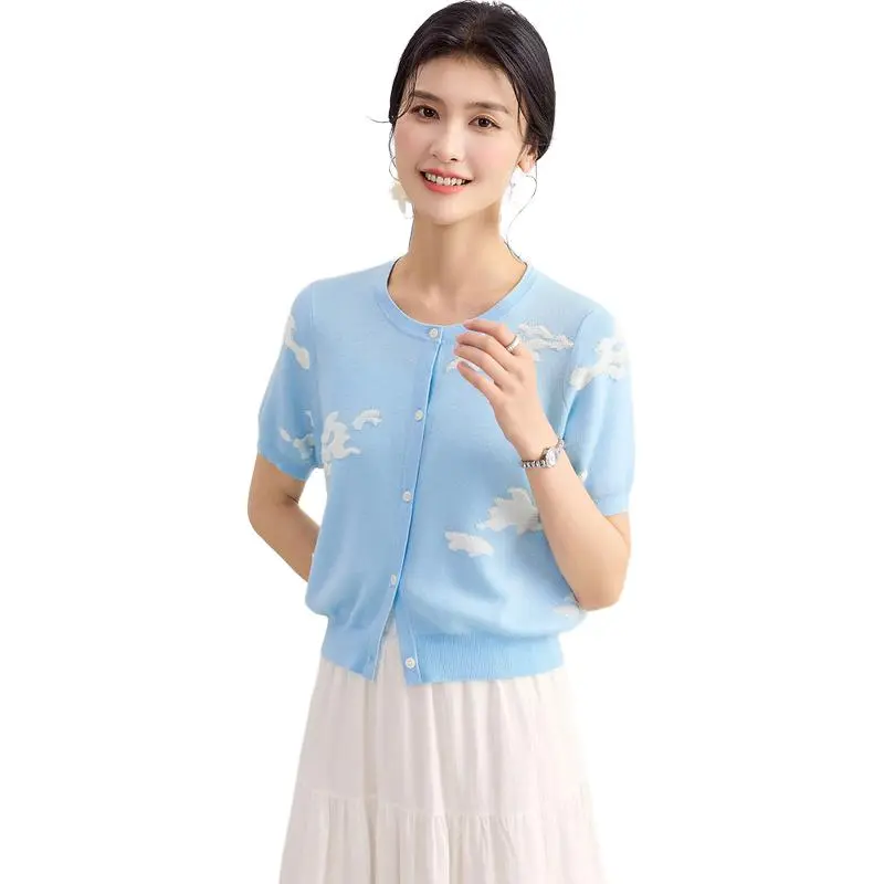 JINJU T Shirts Women's Light Purple Blue-1
