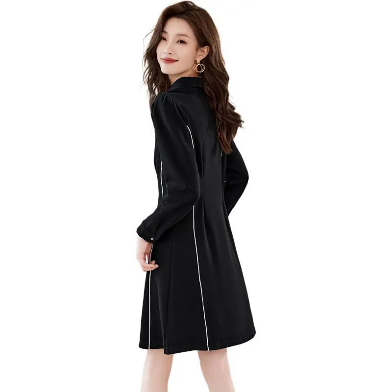Mo Han Yi Mei Long Sleeved Dress Women's Black-1