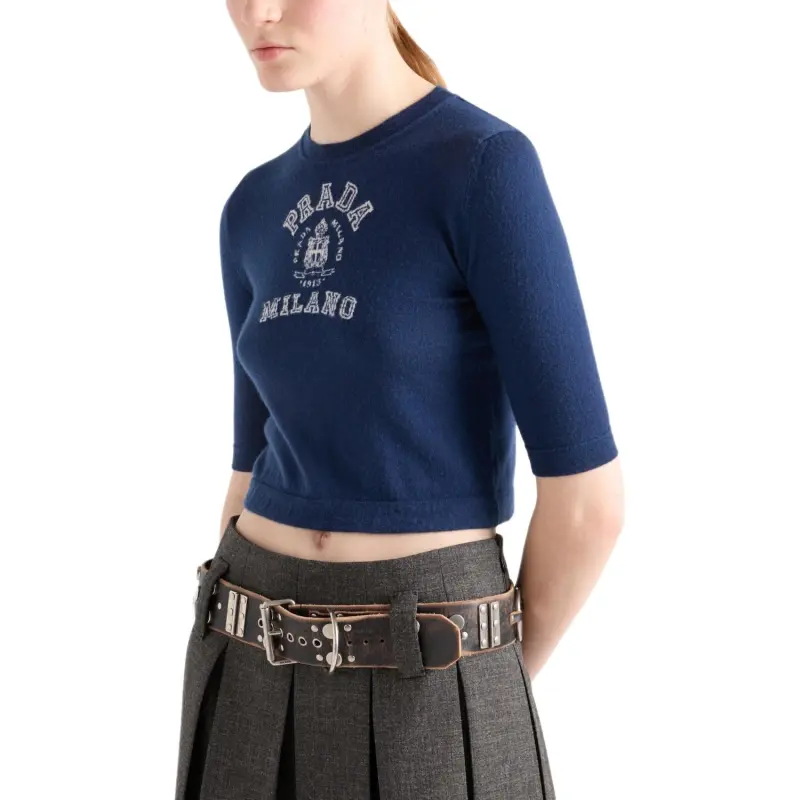 PRADA Logo intarsia Cashmere Jumper-3